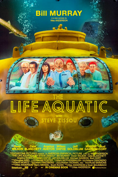 An original movie poster for the Wes Anderson film The Life Aquatic with Steve Zissou