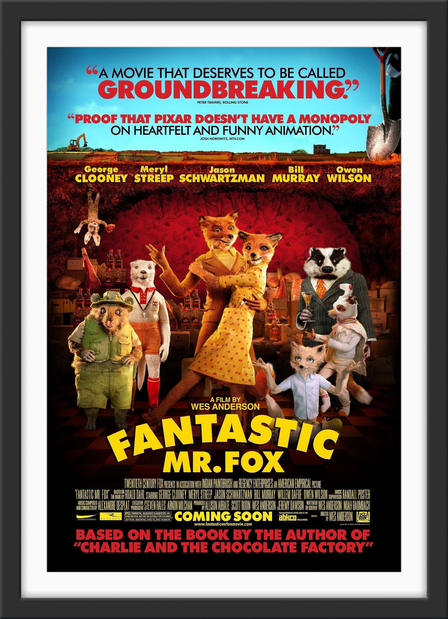 An original movie poster for the Wes Anderson film Fantastic Mr Fox