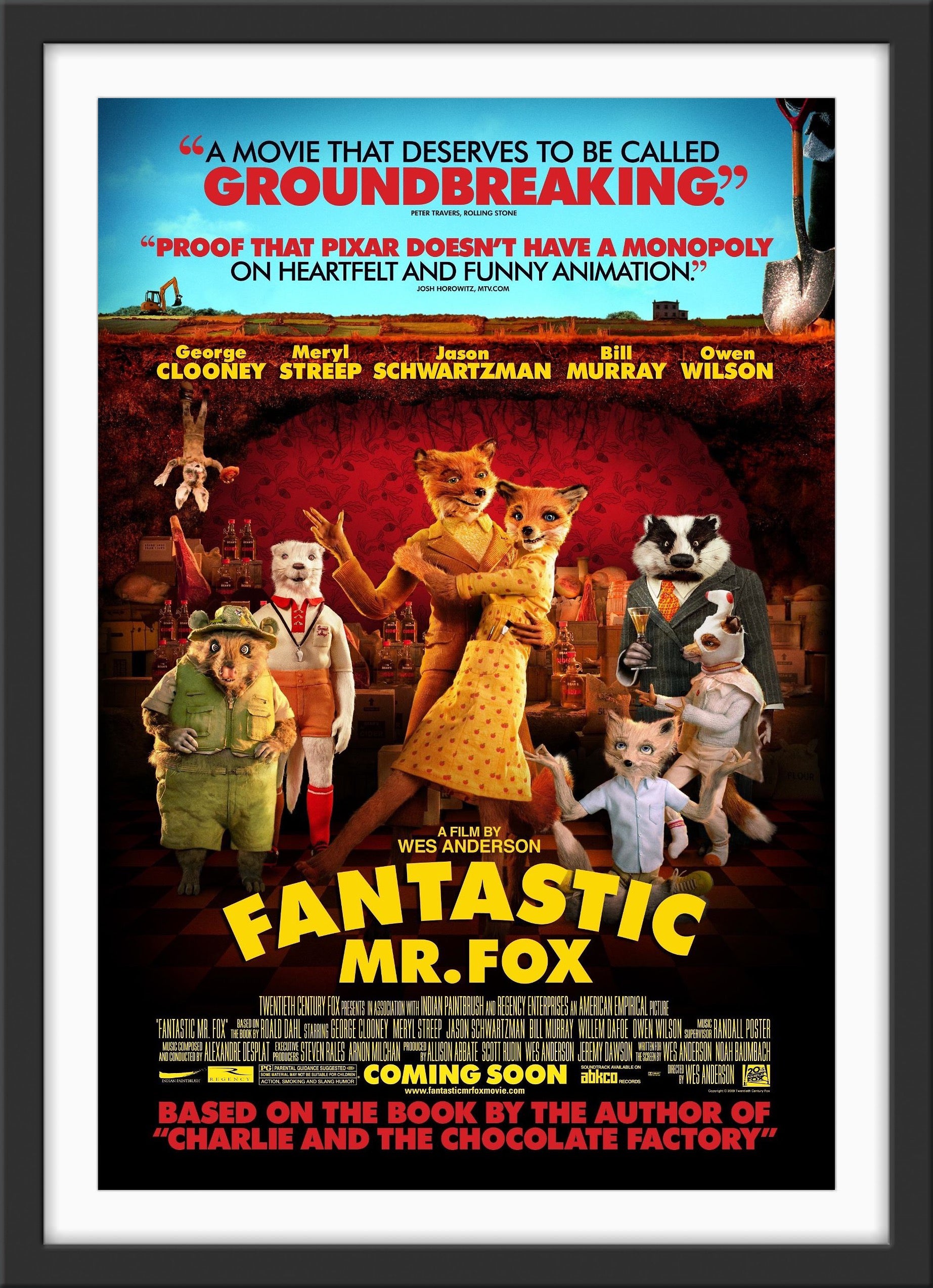 An original movie poster for the Wes Anderson film Fantastic Mr Fox