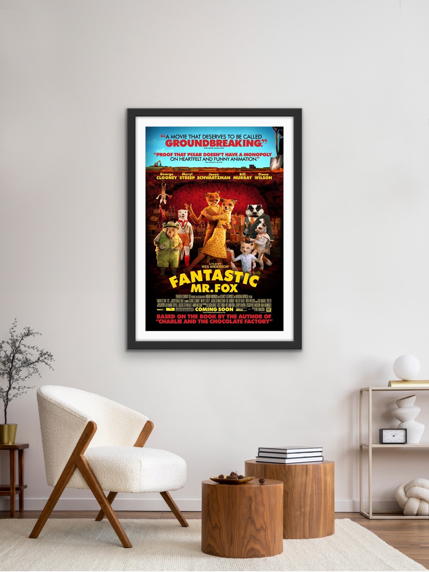An original movie poster for the Wes Anderson film Fantastic Mr Fox