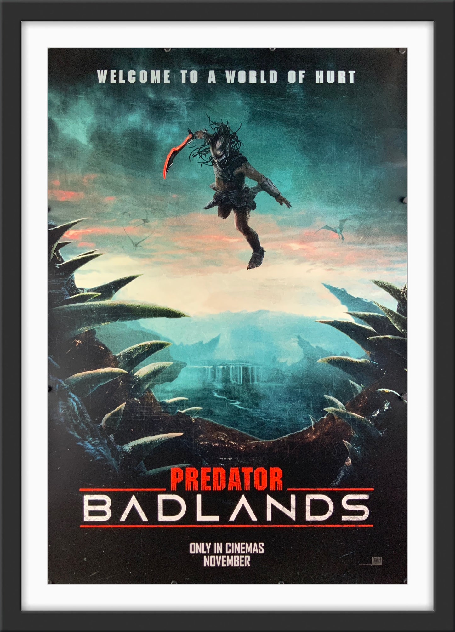 An original movie poster for the film Predator Badlands