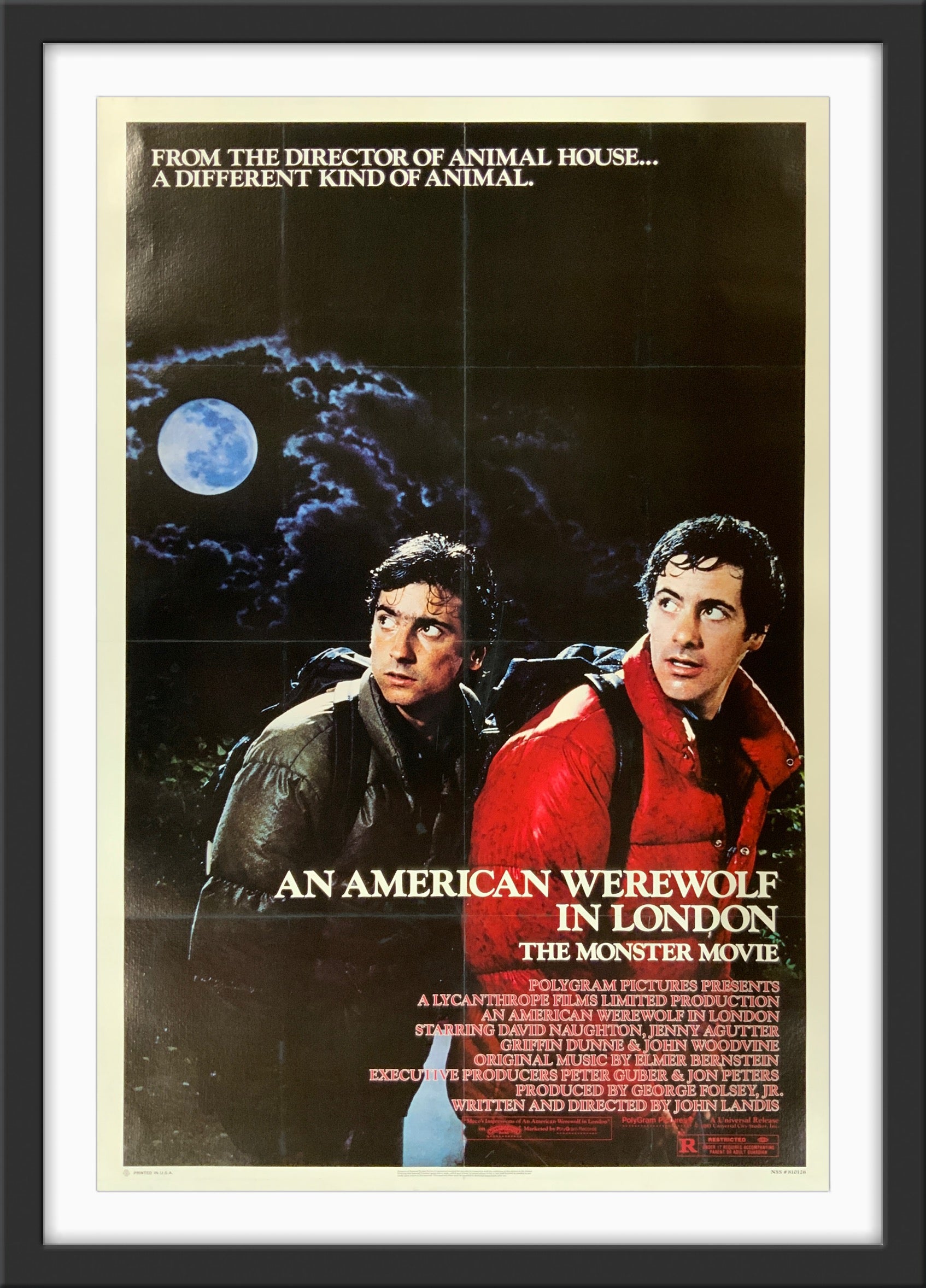 An original movie poster for the film An American Werewolf In London