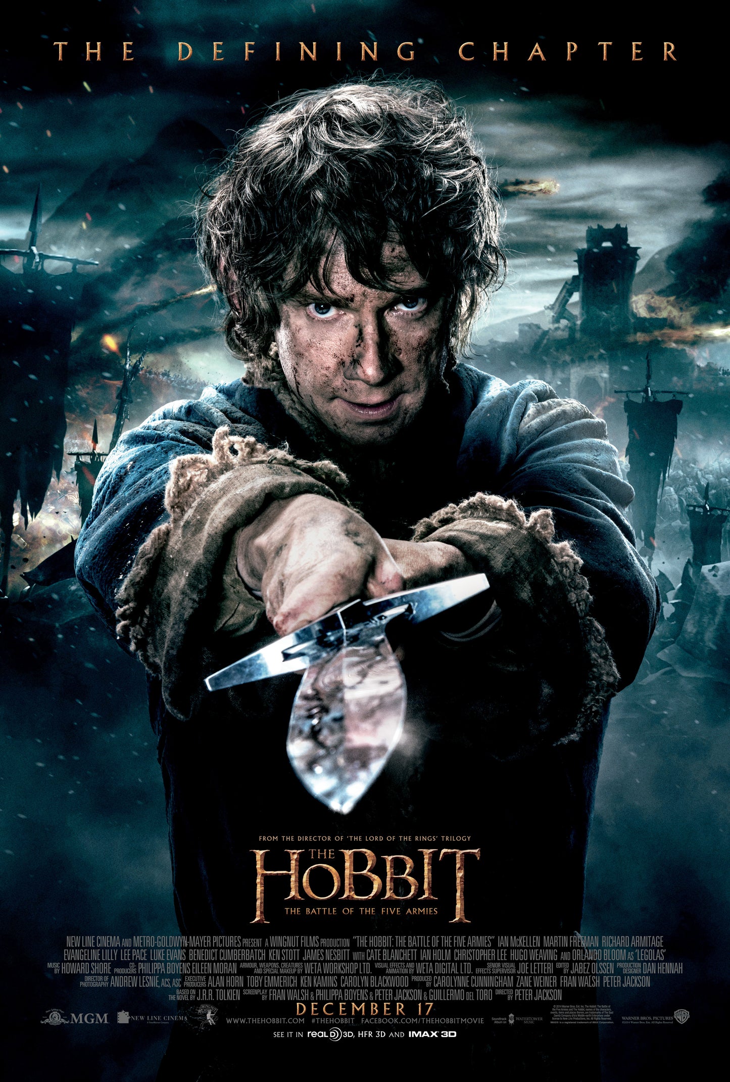 An original movie poster for the film The Hobbit The Battle of the Five Armies