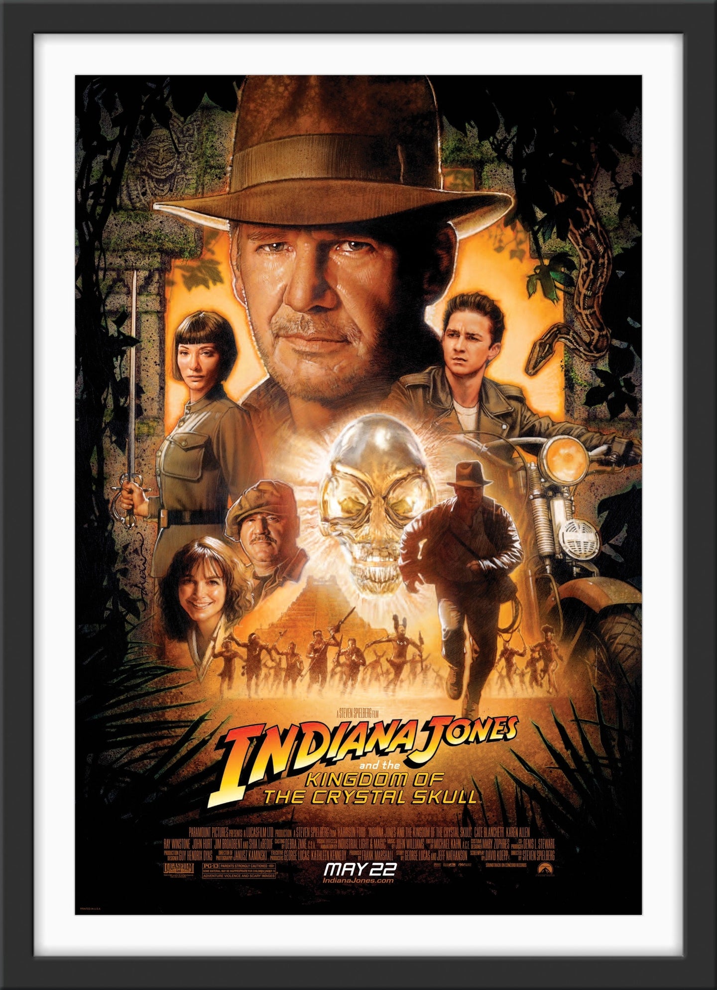 An original movie poster for the film Indiana Jones and the Kingdom of the Crystal Skull