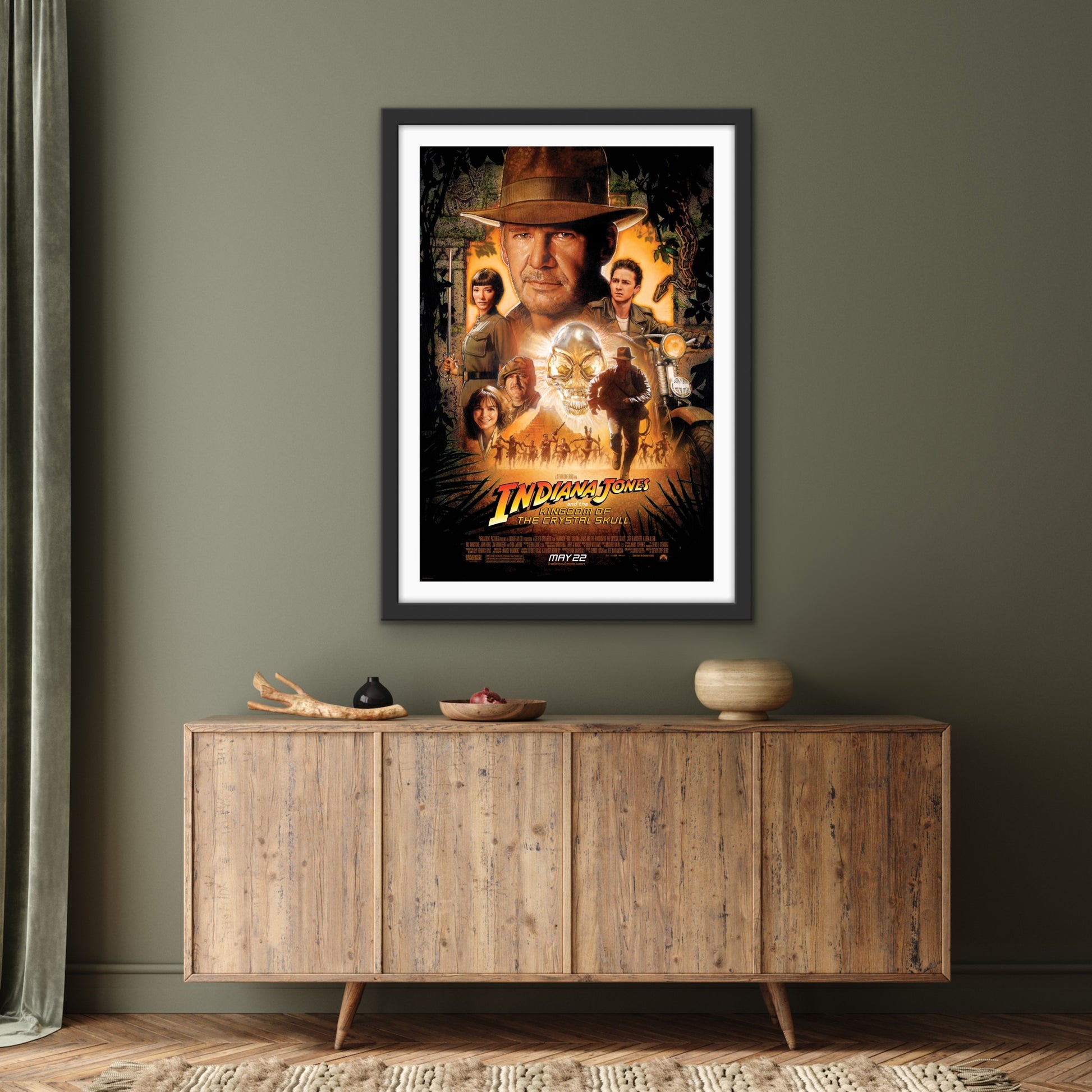 An original movie poster for the film Indiana Jones and the Kingdom of the Crystal Skull