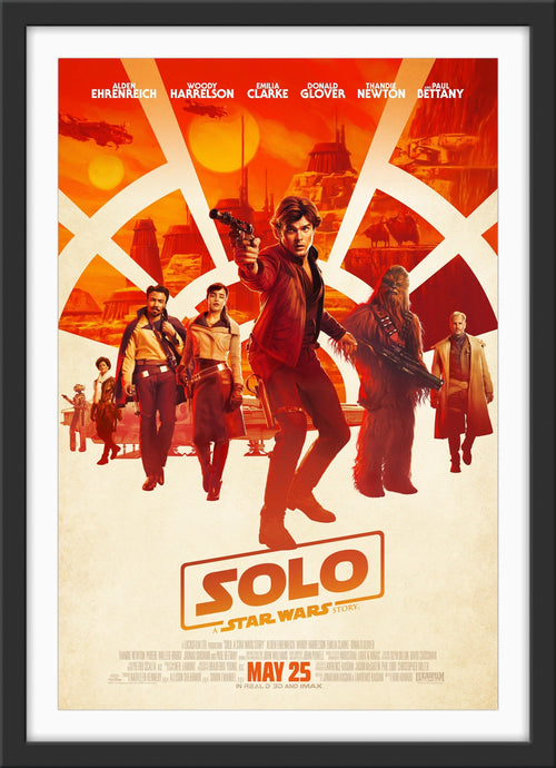 An original movie poster for the film Solo A Star Wars Story