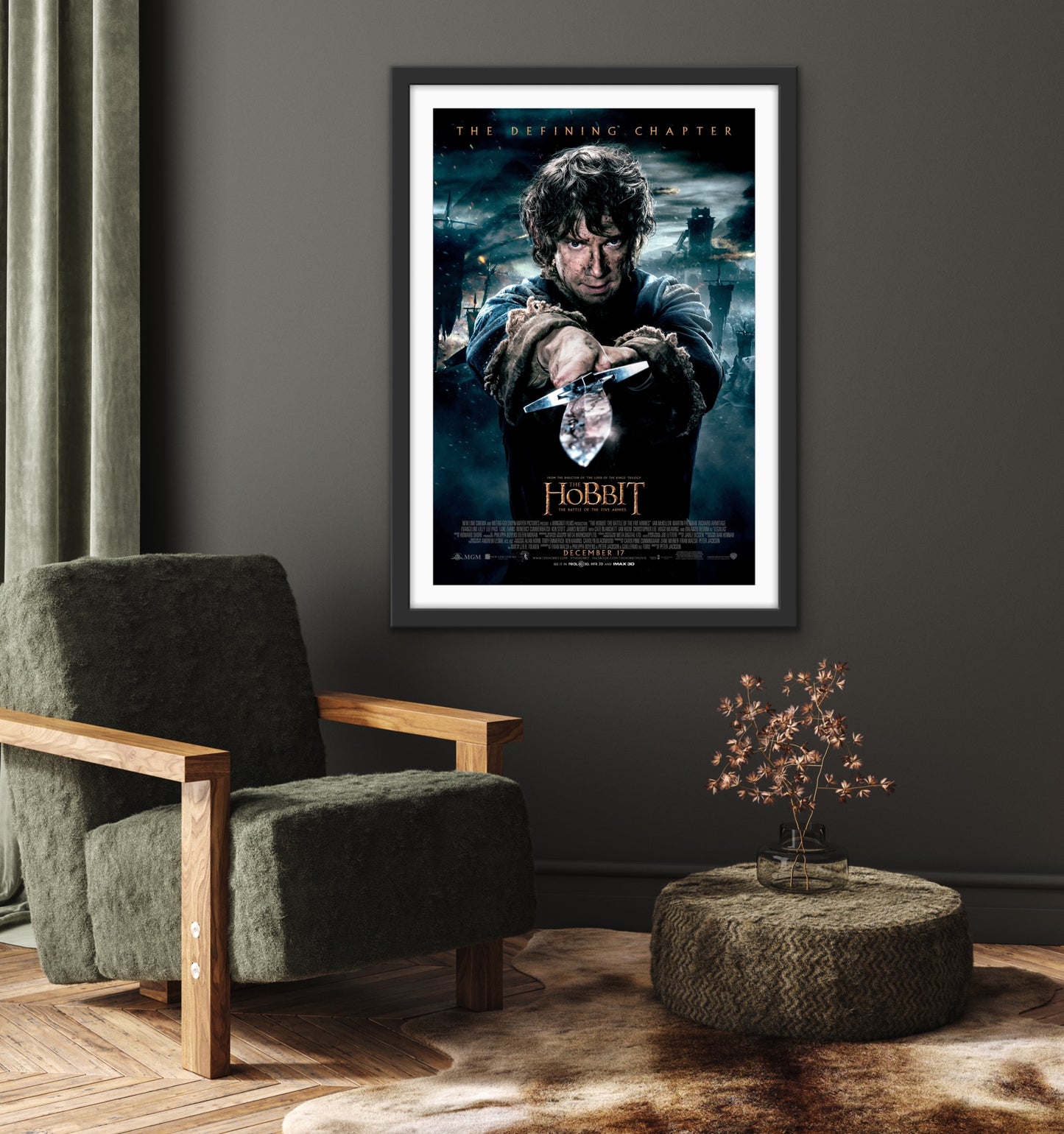 An original movie poster for the film The Hobbit The Battle of the Five Armies