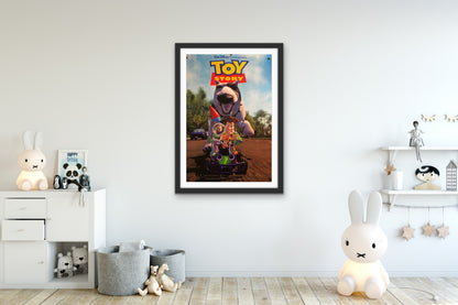 An original movie poster for the Pixar film Toy Story