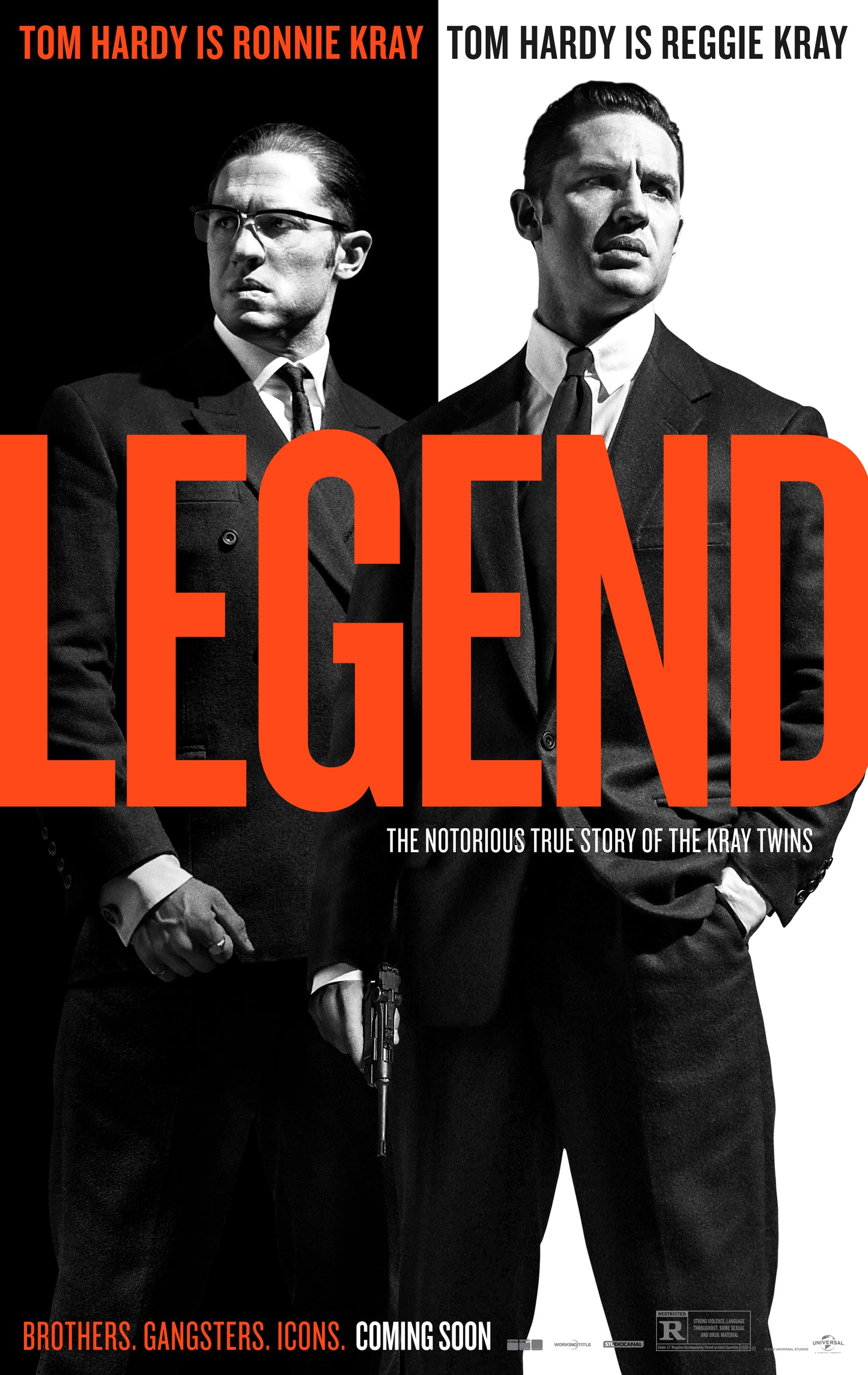 An original movie poster for the Tom Hardy film Legend