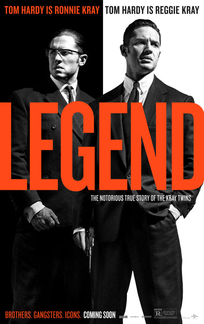 An original movie poster for the Tom Hardy film Legend