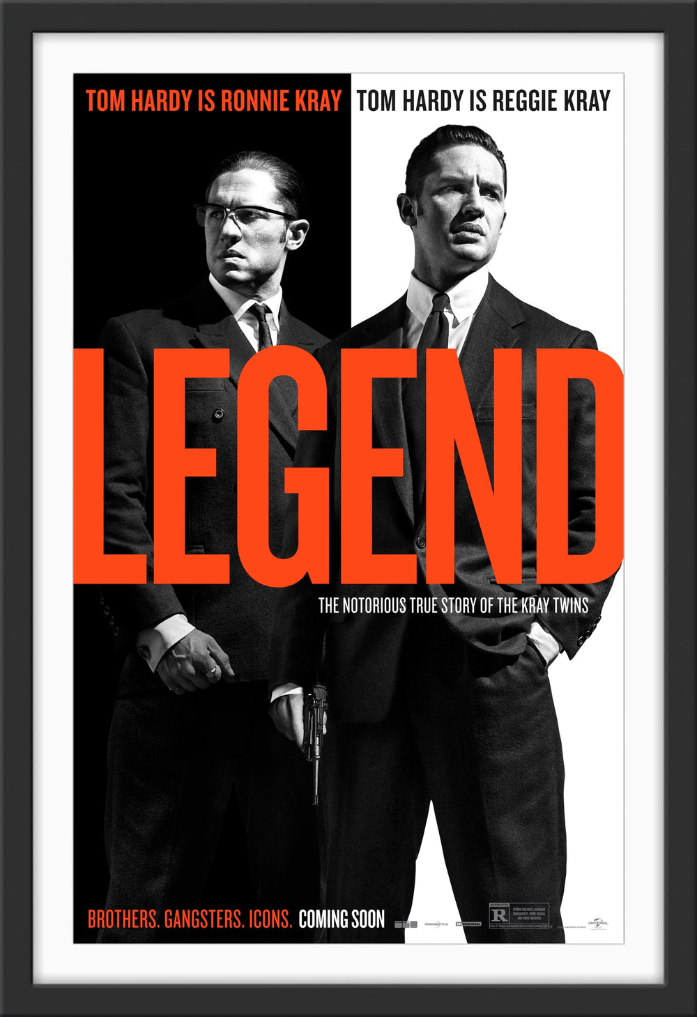 An original movie poster for the Tom Hardy film Legend