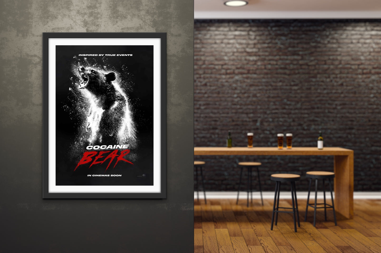 An original movie poster for the film Cocaine Bear