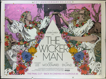 An original UK quad movie poster for the 50th Anniversary of the film The Wicker Man