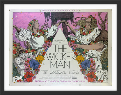 An original UK quad movie poster for the 50th Anniversary of the film The Wicker Man