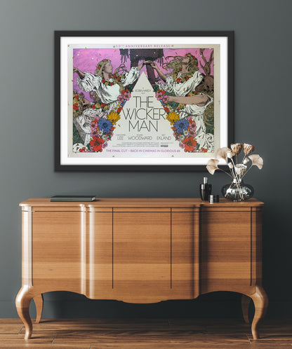 An original UK quad movie poster for the 50th Anniversary of the film The Wicker Man