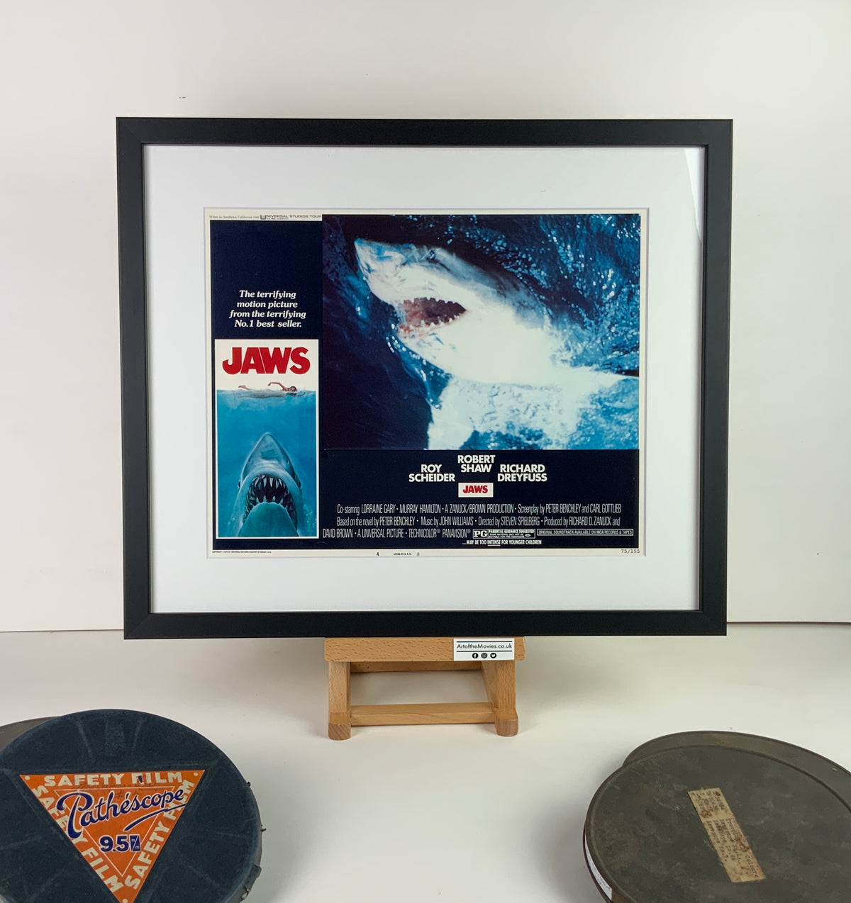 An original 11x14 lobby card from 1975 for the film Jaws