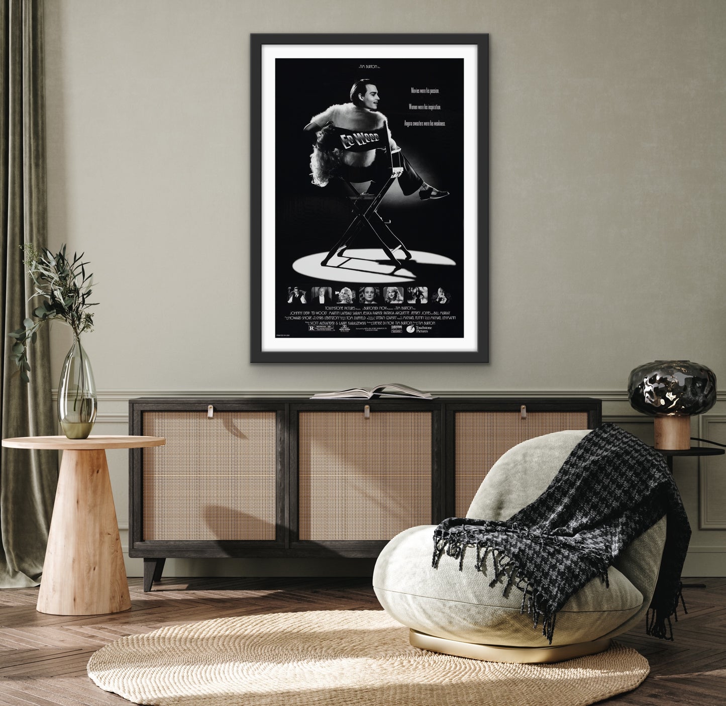 An original movie poster for the Tim Burton film Ed Wood