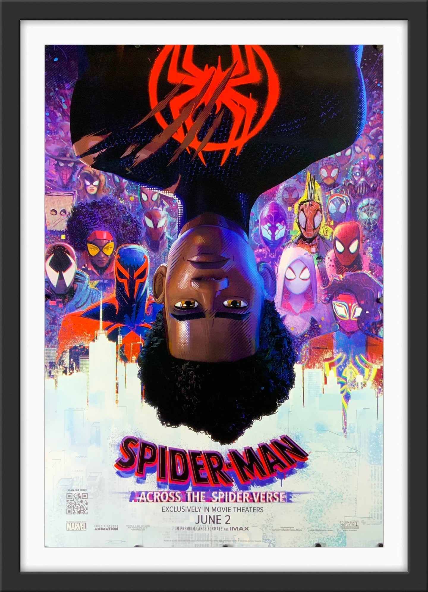 An original movie poster for the animated film Spider-Man Across the Spider-Verse