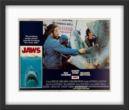 An original 11x14 lobby card from the original 1975 release of Jaws