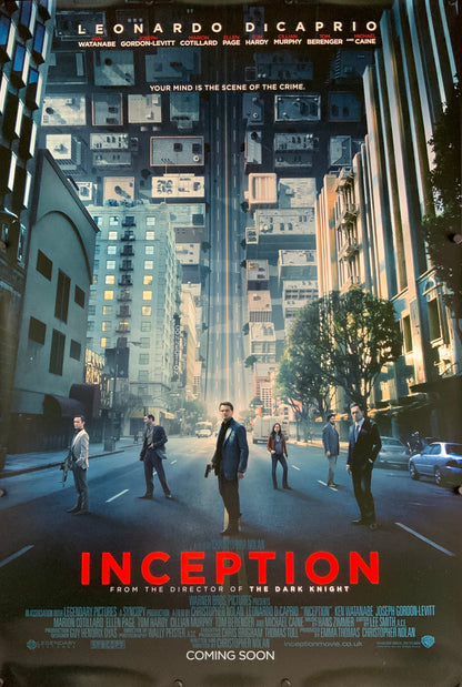 An original movie poster for the Christopher Nolan film Inception