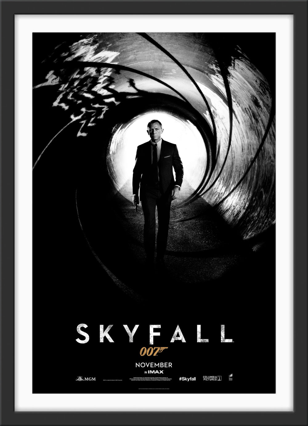 An original movie poster for the James Bond film Skyfall