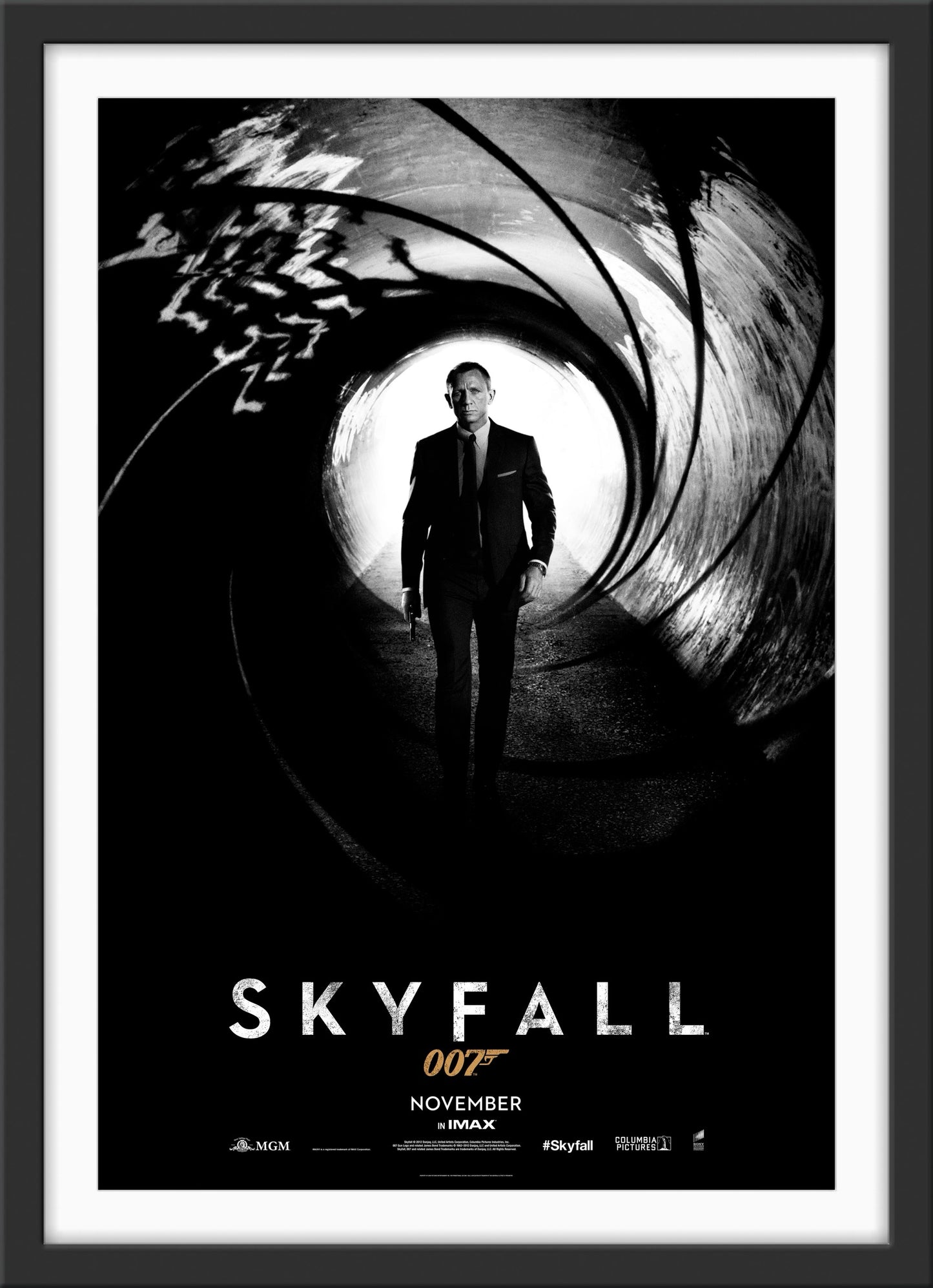 An original movie poster for the James Bond film Skyfall