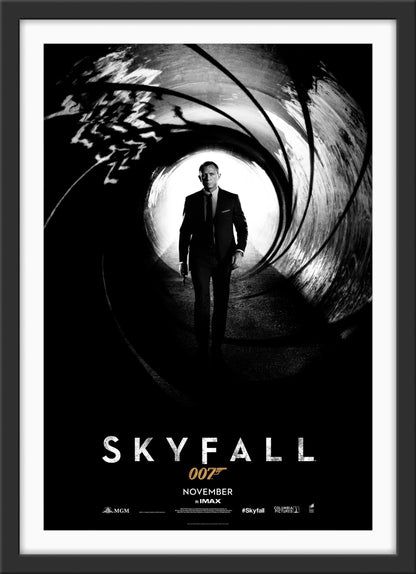 An original movie poster for the James Bond film Skyfall