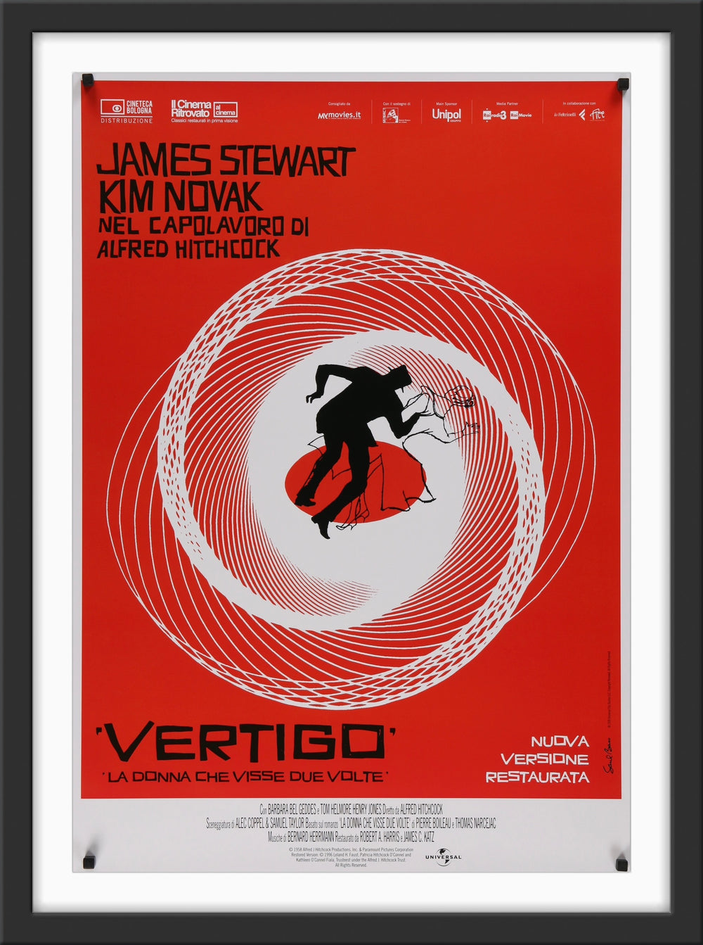 An original Italian re-release poster for the Alfred Hitchcock film Vertigo