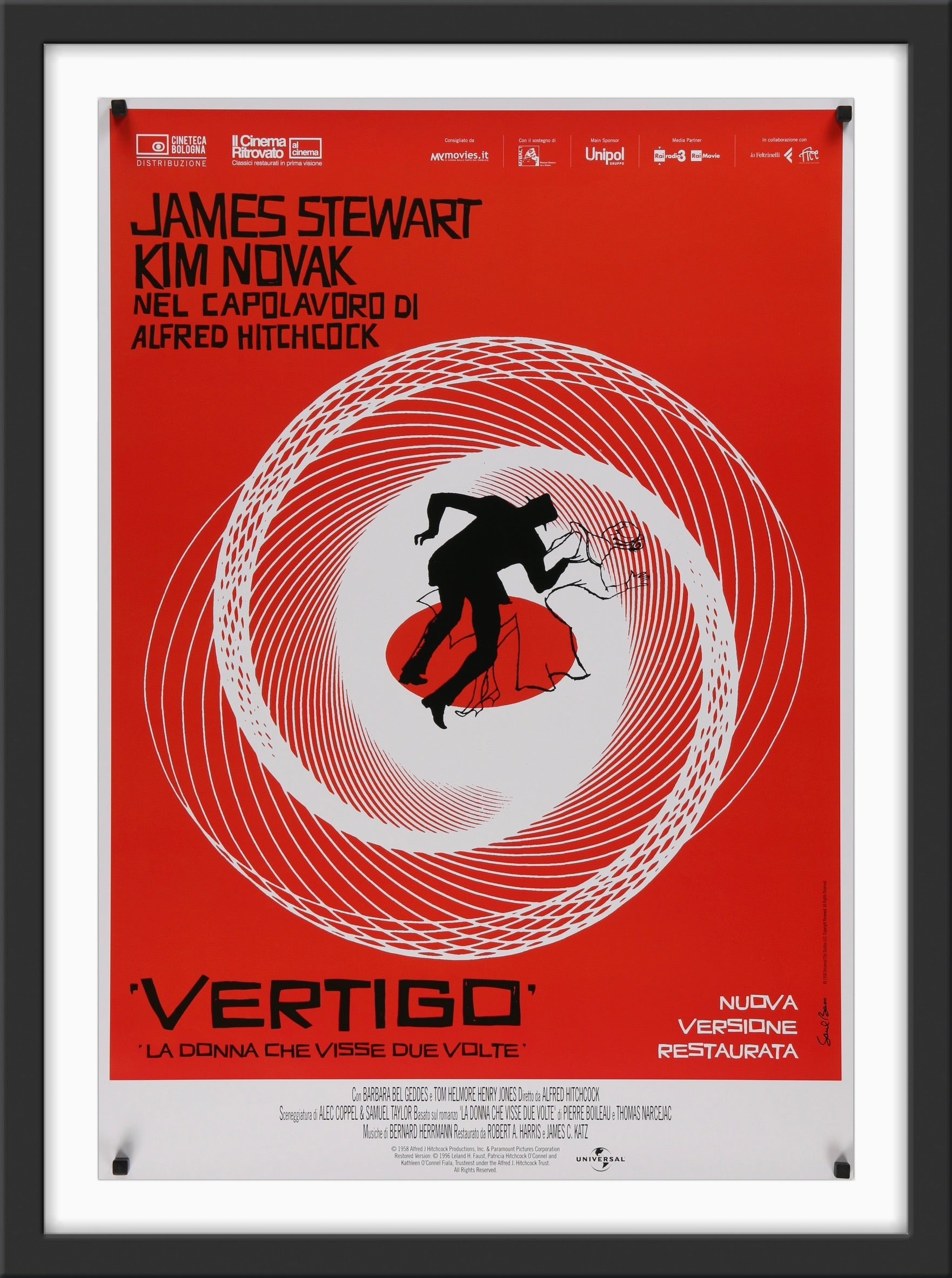 An original Italian re-release poster for the Alfred Hitchcock film Vertigo