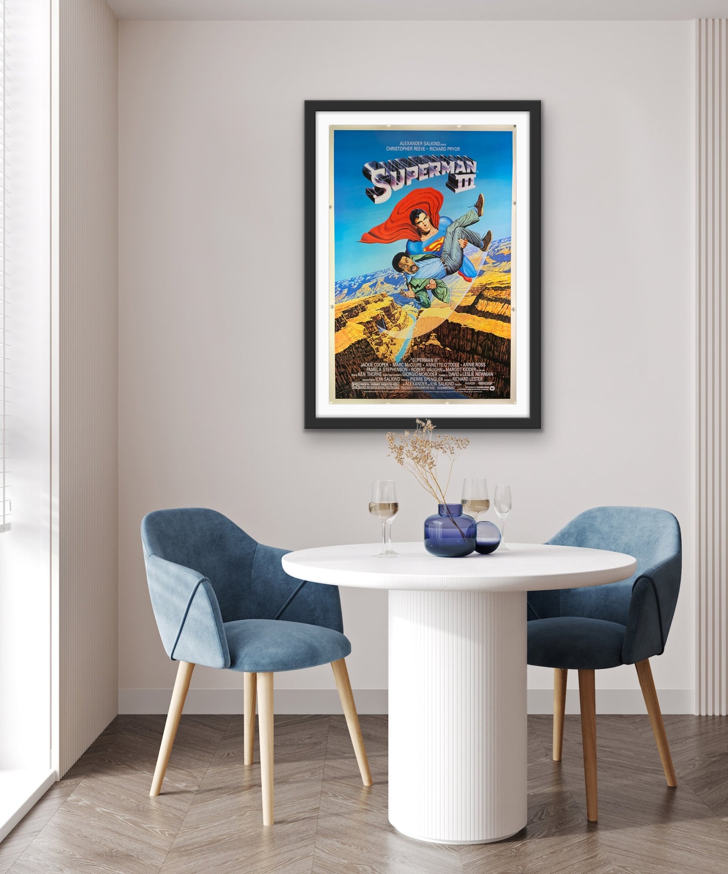 An original movie poster for the 1983 film Superman III / 3