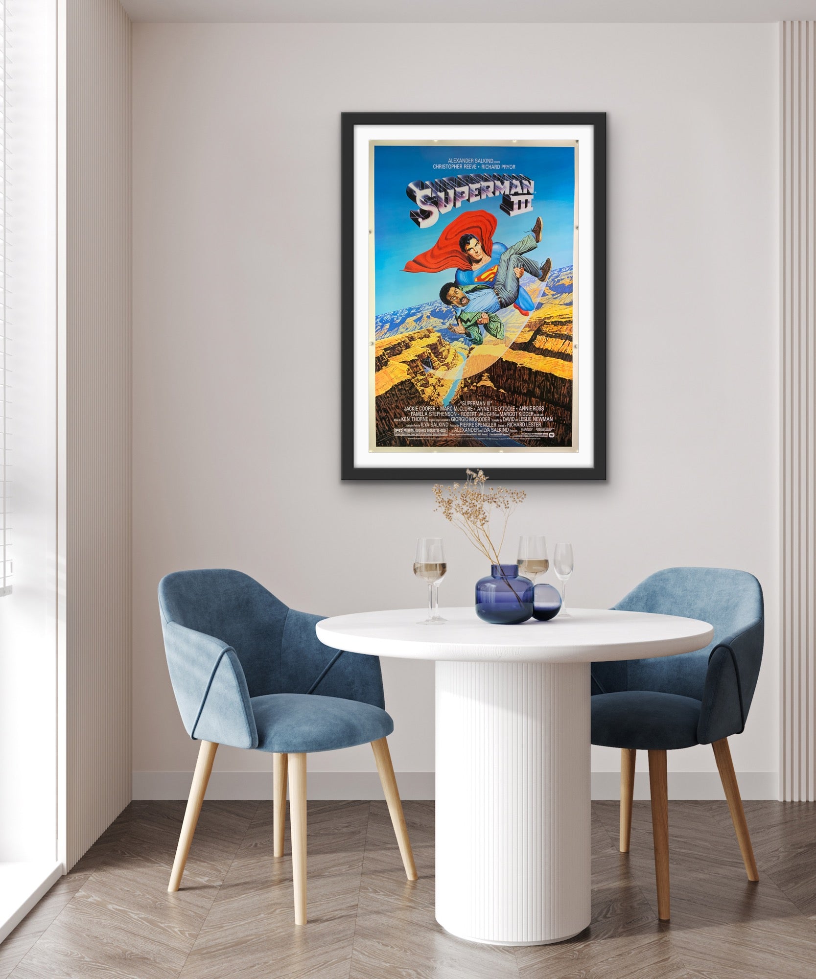 An original movie poster for the 1983 film Superman III / 3