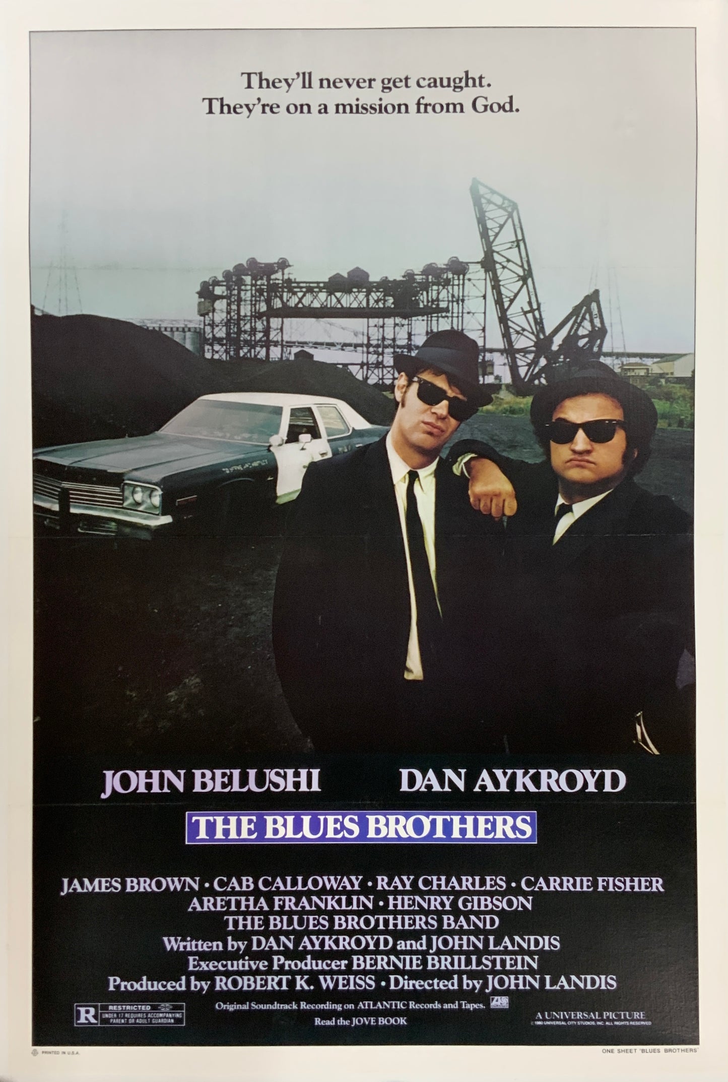 An original movie poster for the film The Blues Brothers