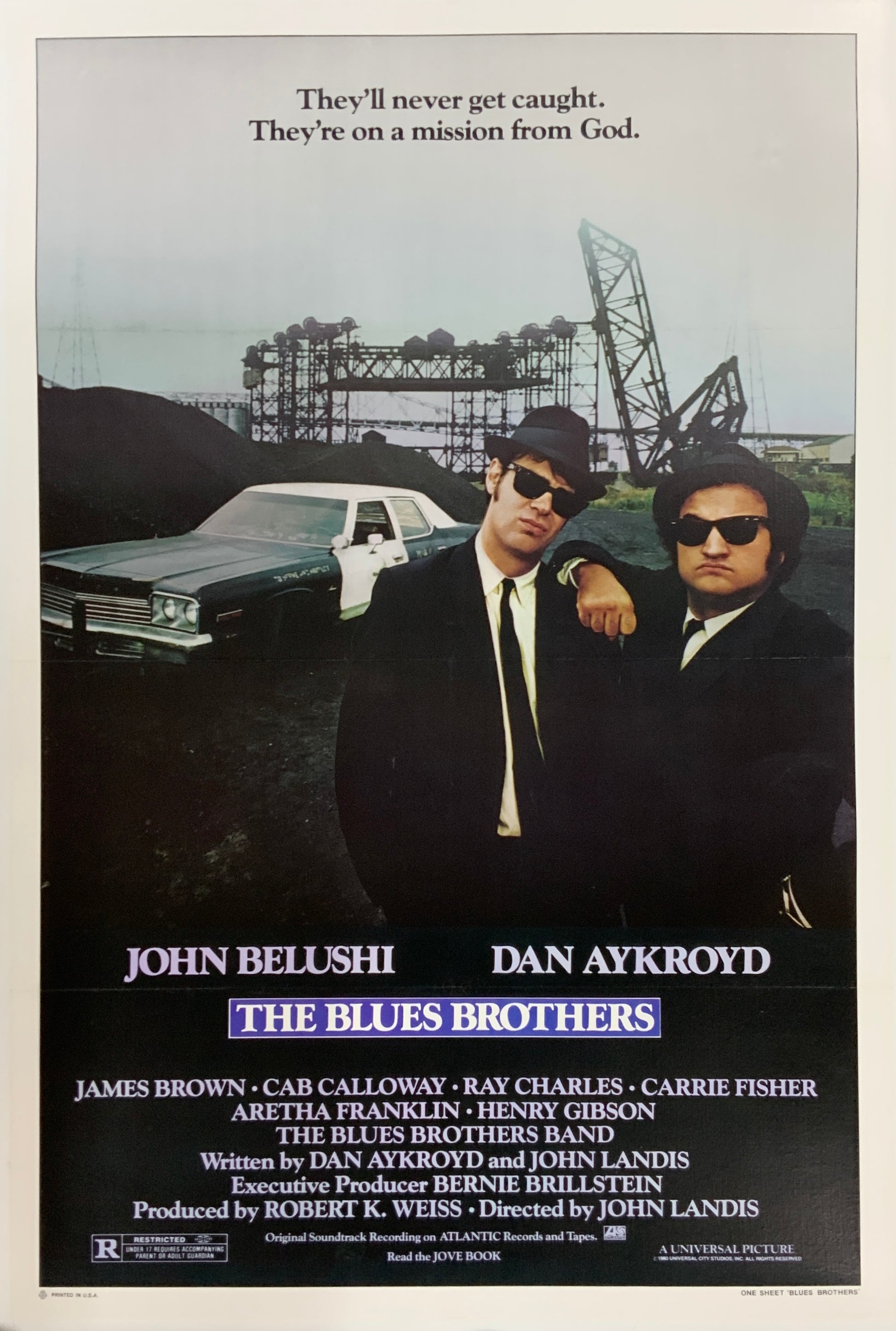 An original movie poster for the film The Blues Brothers