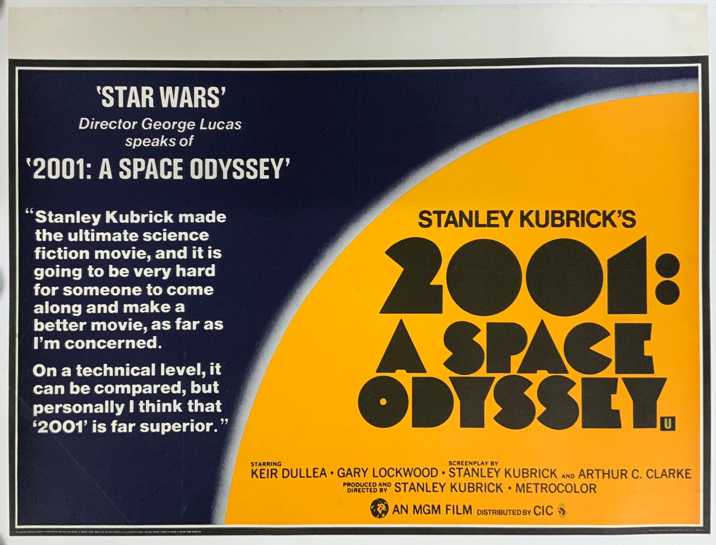 An original movie poster for the Stanley Kubrick film 2001 A Space Odyssey