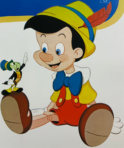 An original movie poster for the Disney animated film Pinocchio