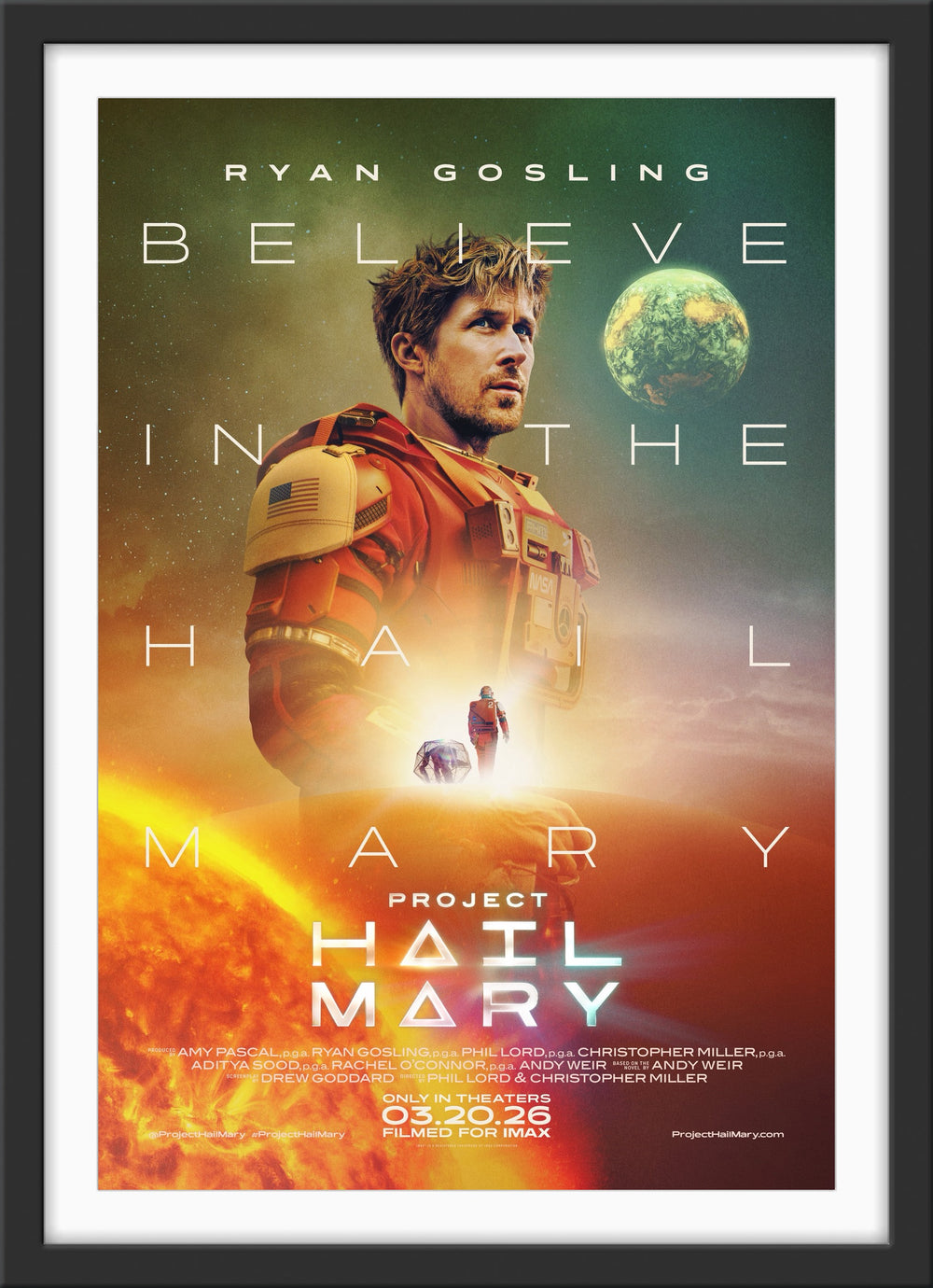 An original movie poster for the Ryan Gosling film Project Hail Mary