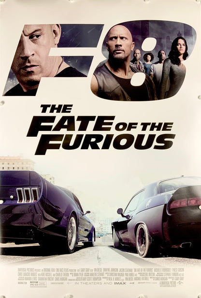 An original movie poster for the film The Fate of The Furious