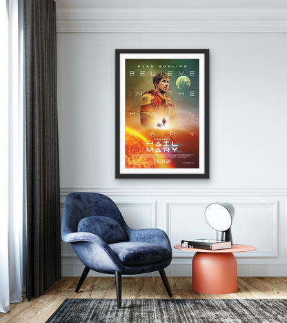 An original movie poster for the Ryan Gosling film Project Hail Mary