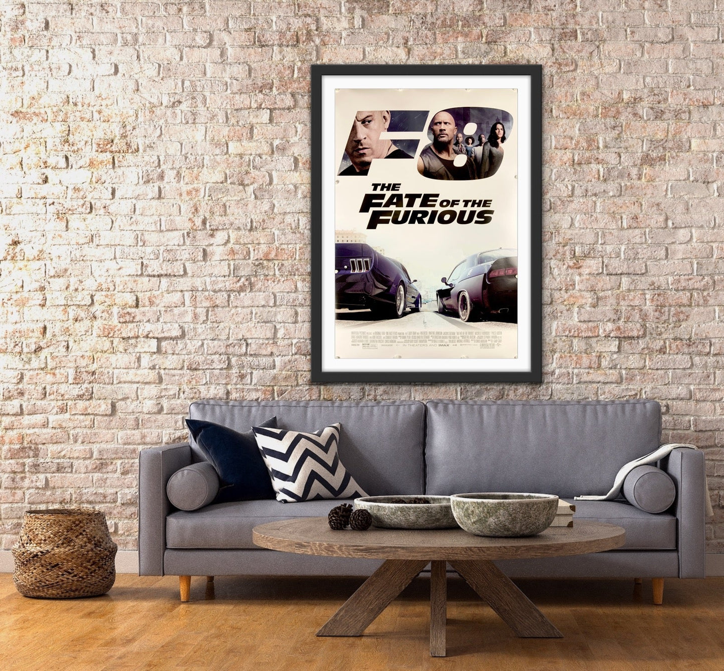 An original movie poster for the film The Fate of The Furious