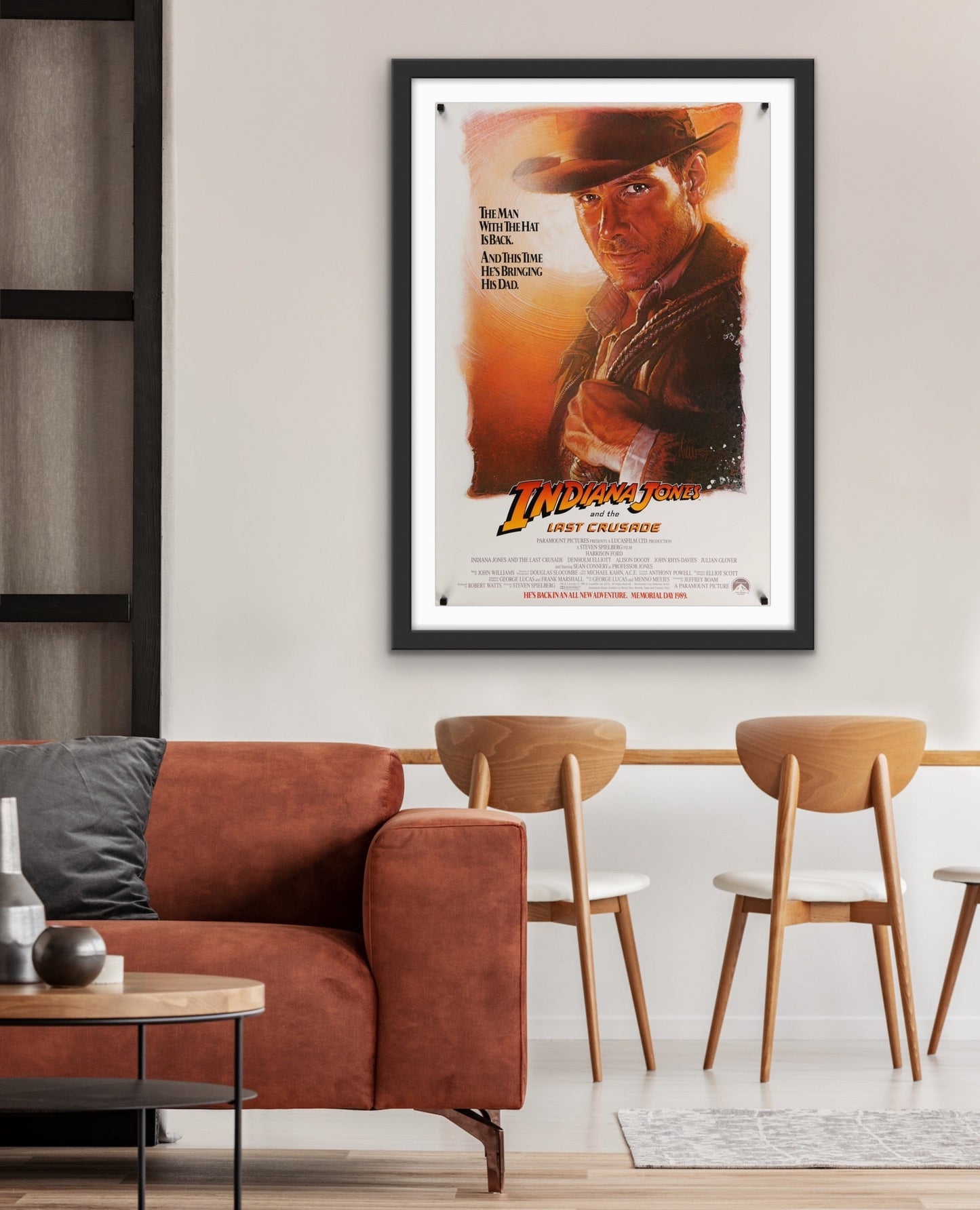 An original movie poster for the film Indiana Jones and the Last Crusade