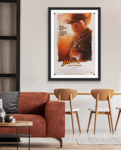 An original movie poster for the film Indiana Jones and the Last Crusade