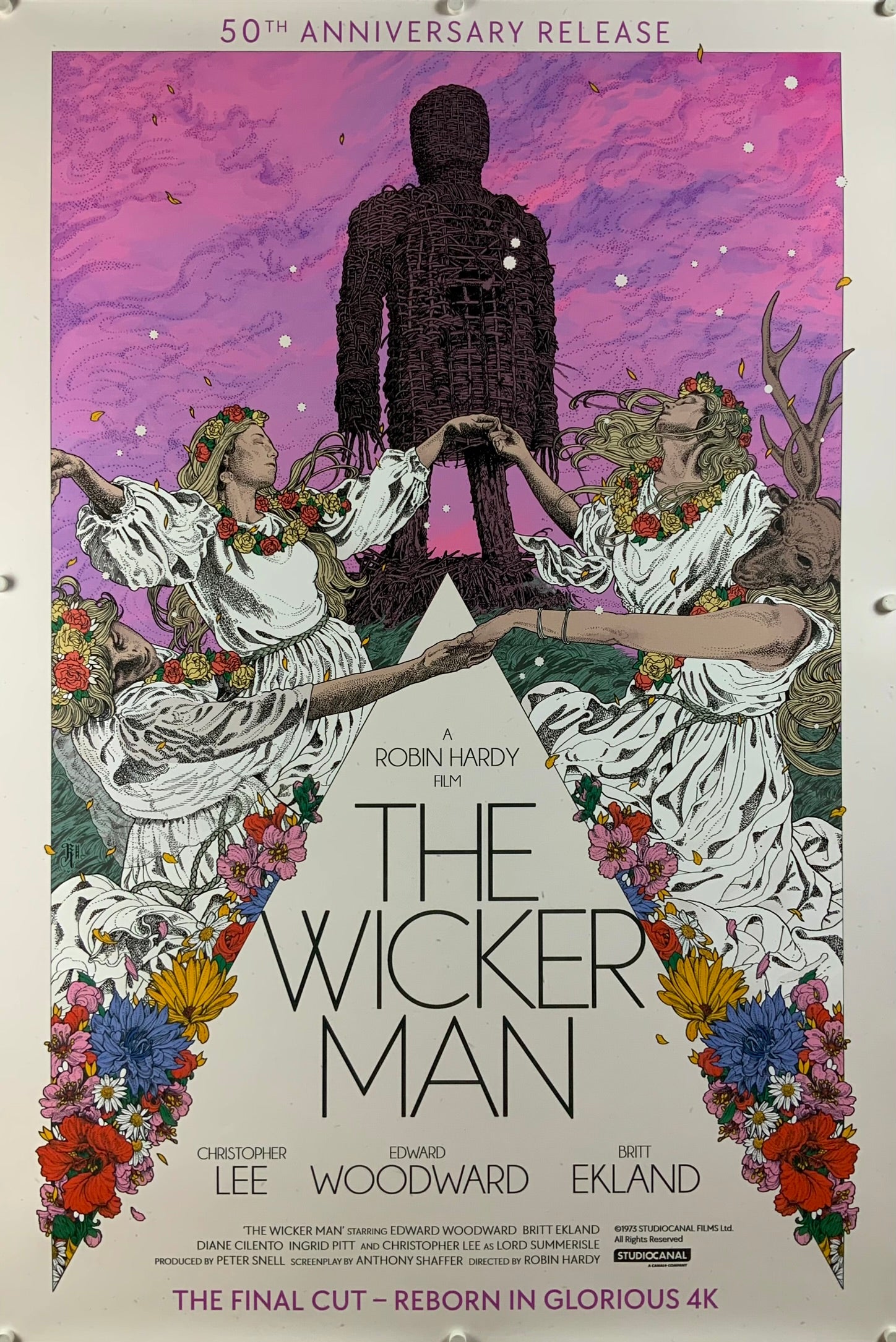 An original movie poster for the 50th Anniversary of the film The Wicker Man