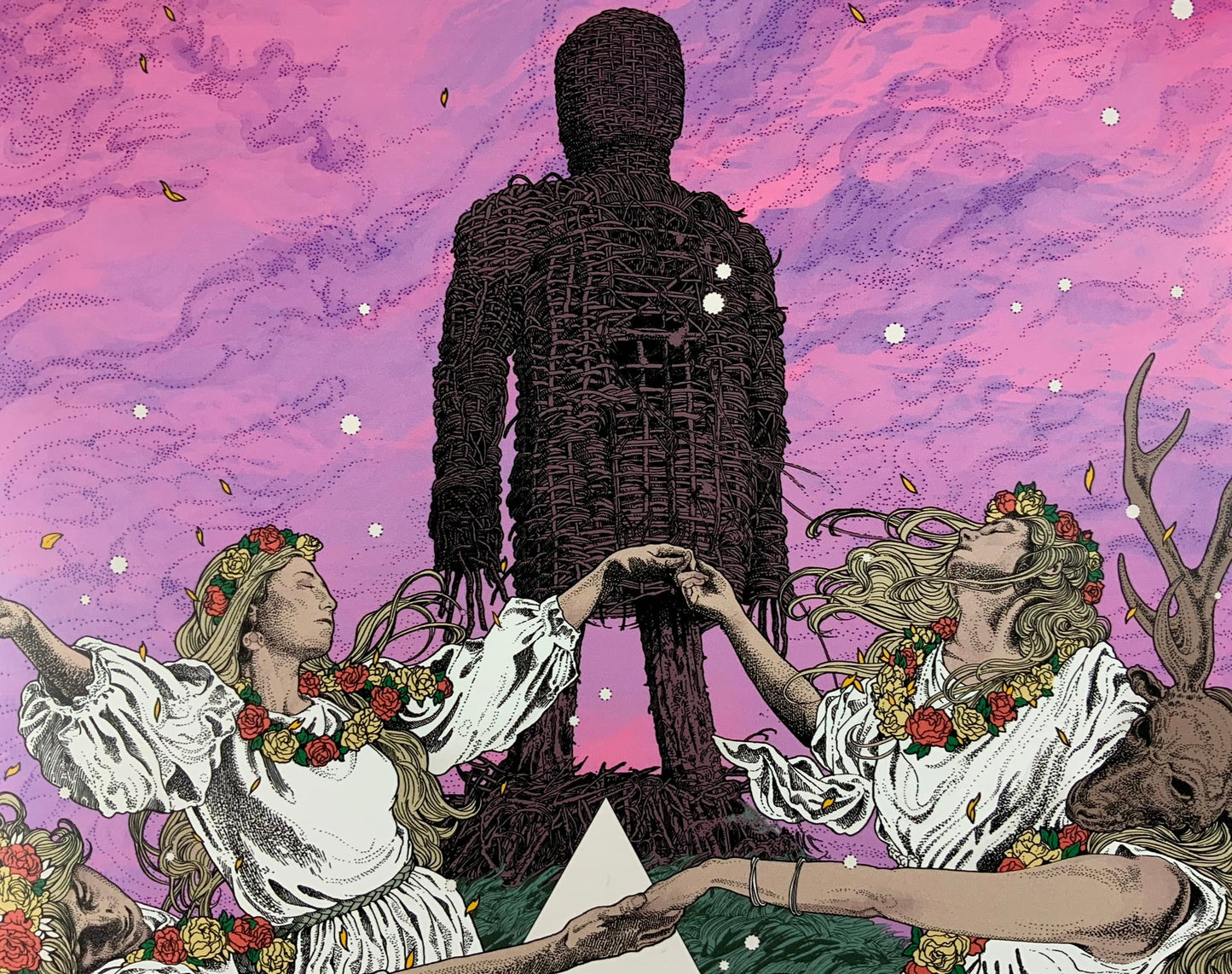 An original movie poster for the 50th Anniversary of the film The Wicker Man