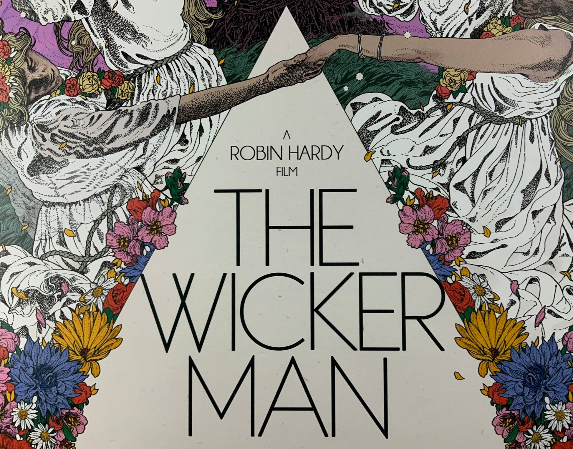 An original movie poster for the 50th Anniversary of the film The Wicker Man
