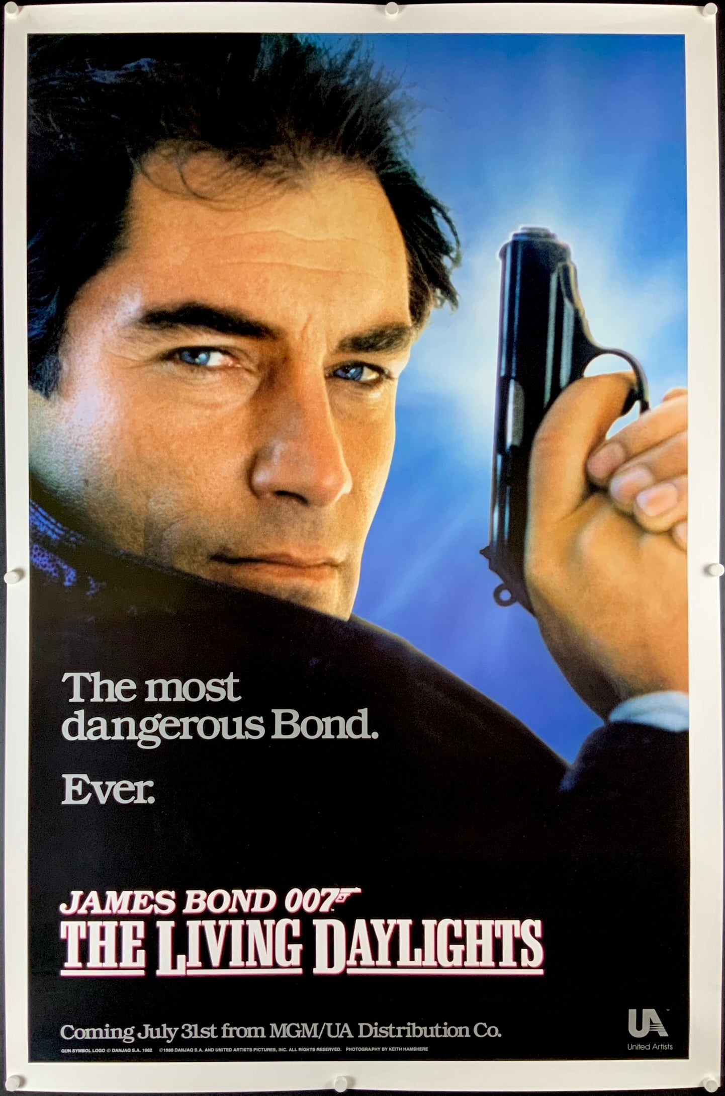 An original movie poster for the James Bond film The Living Daylights
