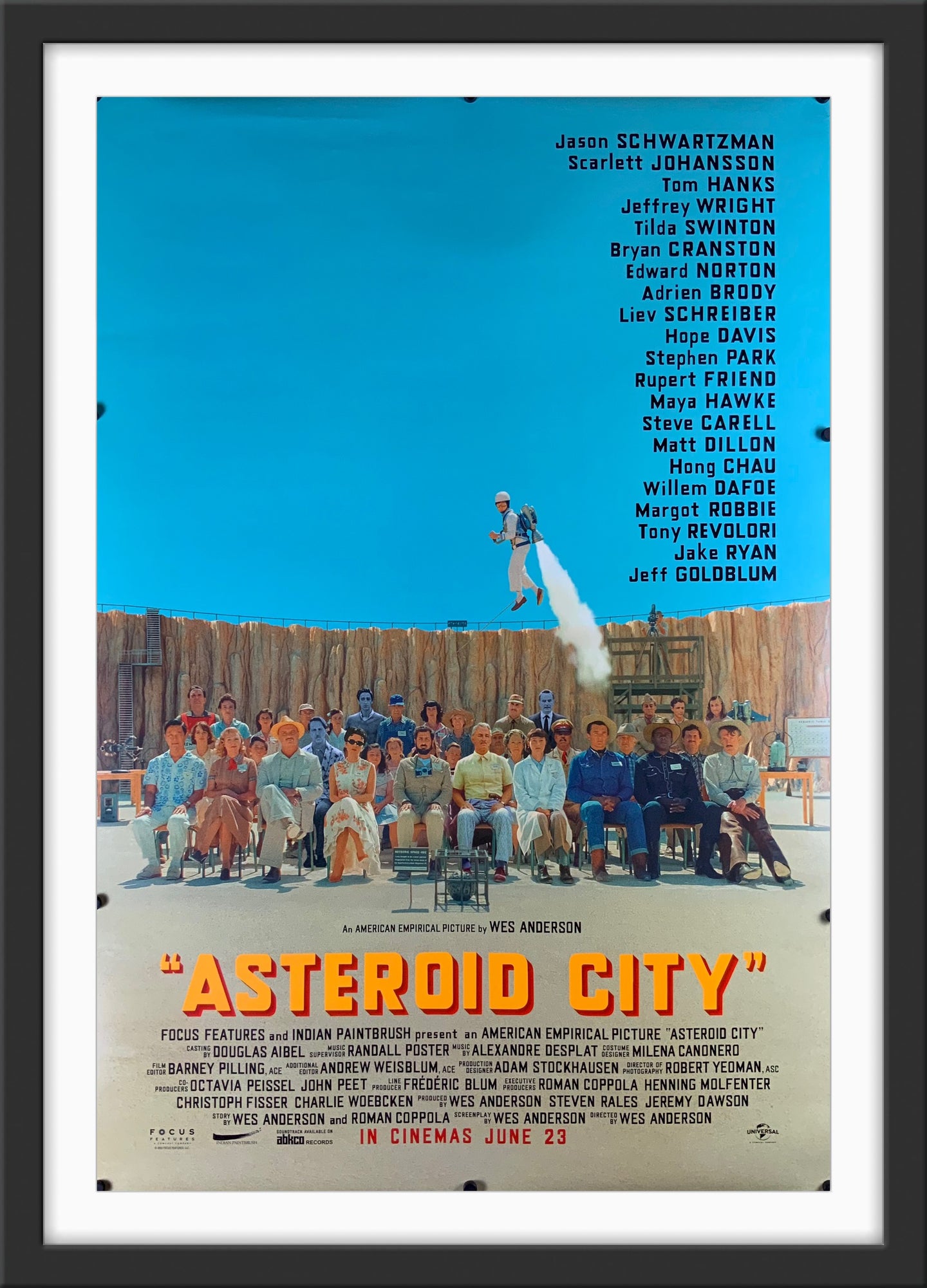 An original movie poster for the Wes Anderson film Asteroid City