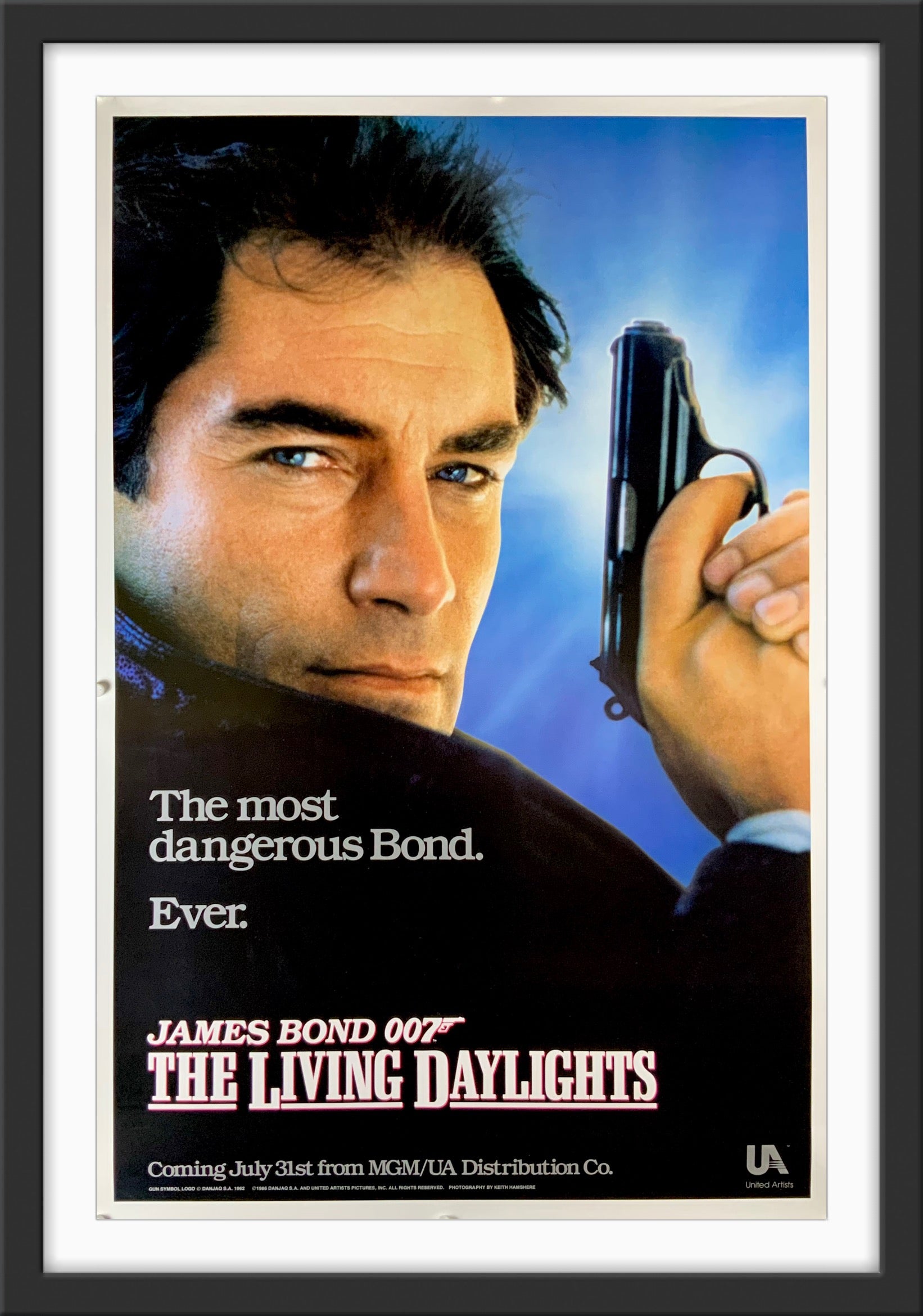 An original movie poster for the James Bond film The Living Daylights