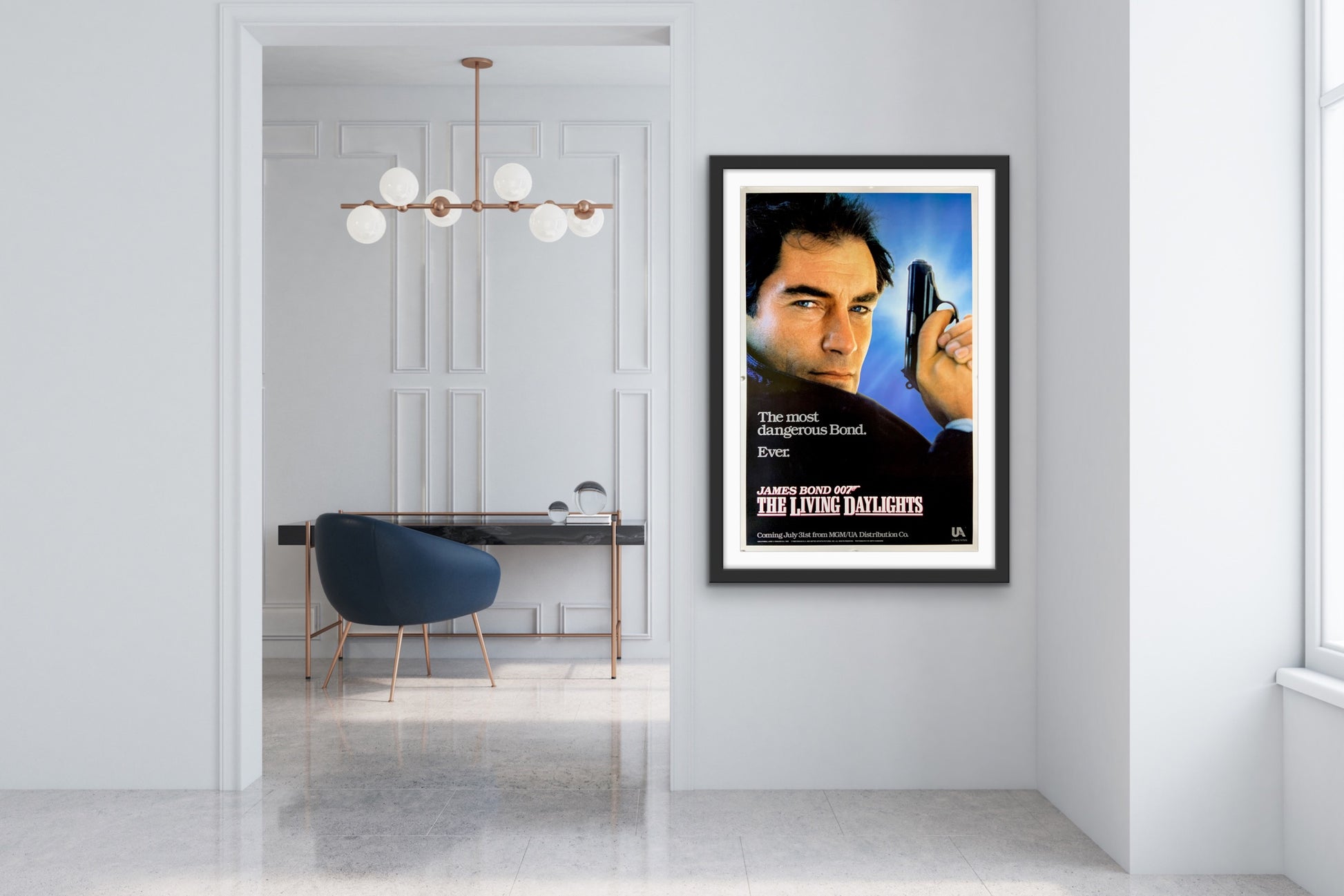 An original movie poster for the James Bond film The Living Daylights