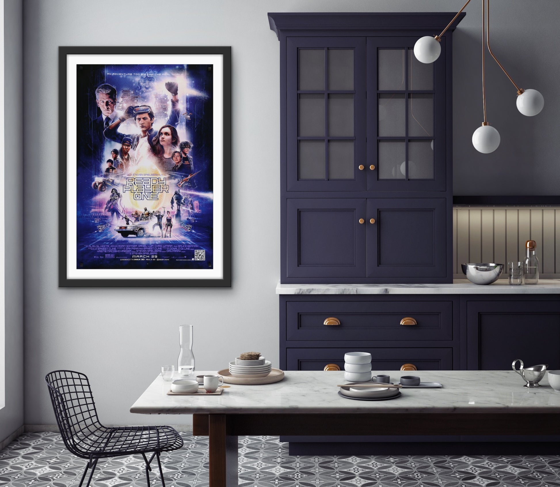 An original movie poster for the film Ready Player One with art by Paul Shipper