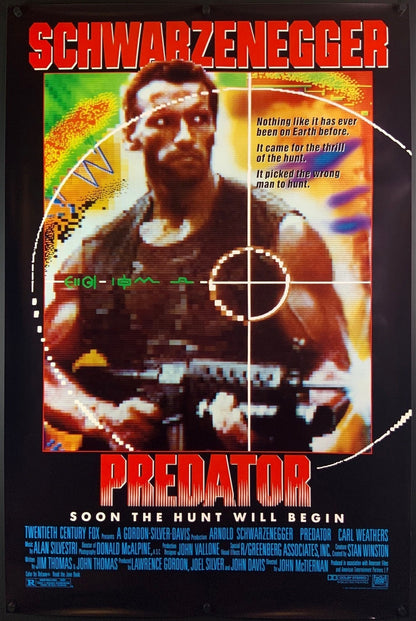 An original movie poster for the Arnold Schwarzenegger film Predator
